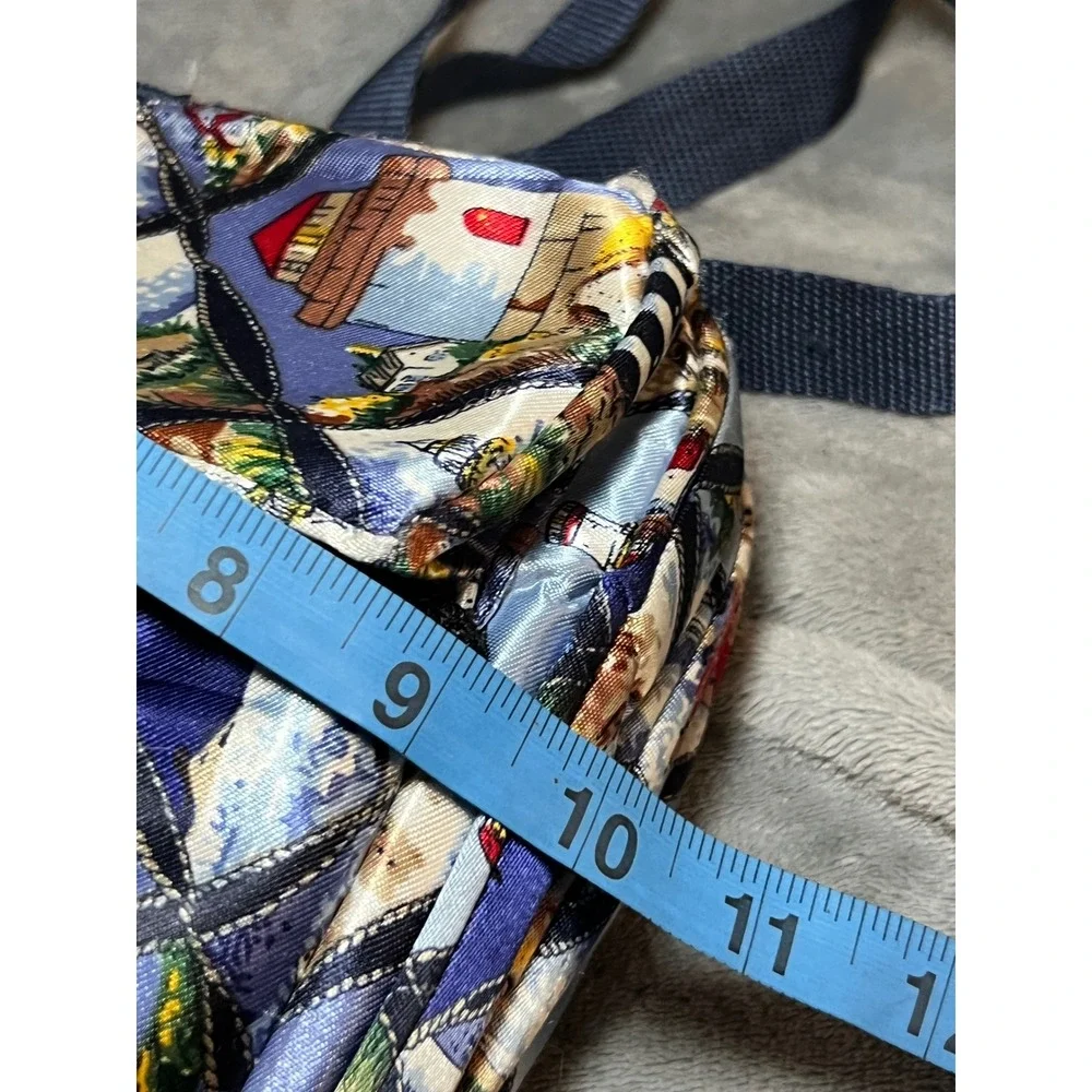 Quilted Lighthouse Crossbody Bag Coastal Nautical Organizer Purse Blue